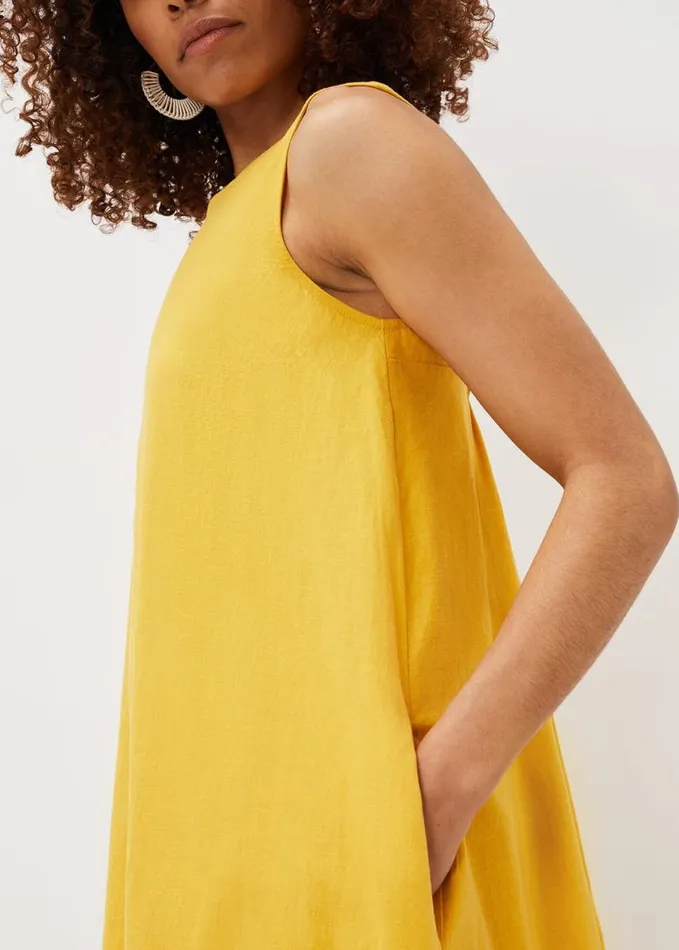 Phase Eight Sheila Linen Trapeze Open Back Dress Ochre Women Dresses