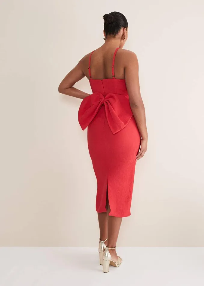 Phase Eight Sherani Bodycon Midi Dress Red Women Dresses