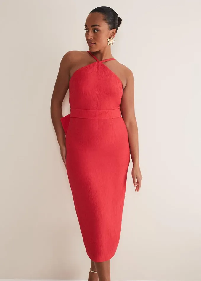 Phase Eight Sherani Bodycon Midi Dress Red Women Dresses