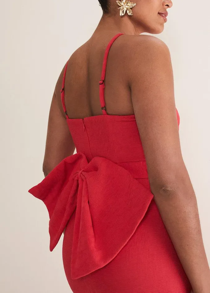 Phase Eight Sherani Bodycon Midi Dress Red Women Dresses