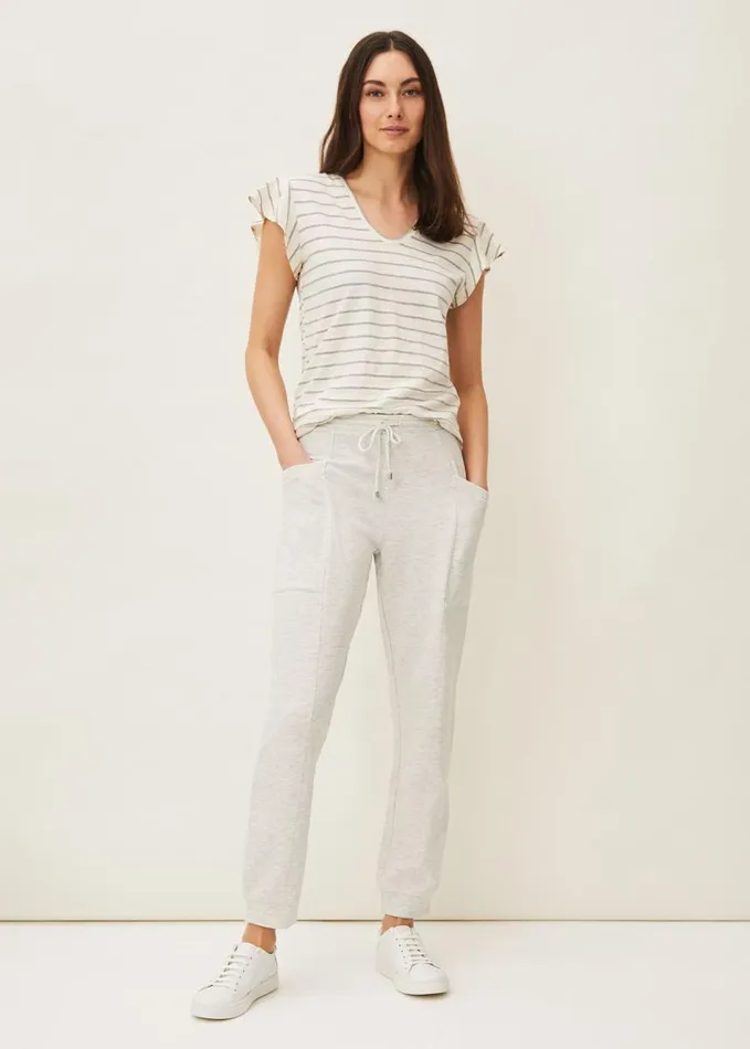 Phase Eight Sido Stripe Frill Sleeve Top Ivory Women Knitwear