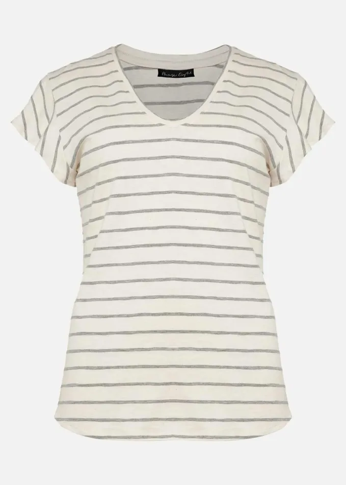 Phase Eight Sido Stripe Frill Sleeve Top Ivory Women Knitwear