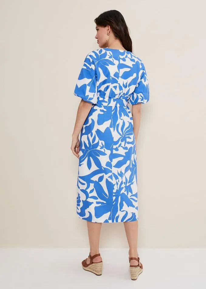 Phase Eight Sienna Cotton Two Colour Midi Dress Blueivory Women Dresses