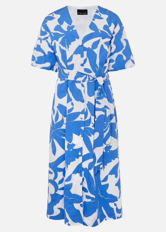 Phase Eight Sienna Cotton Two Colour Midi Dress Blueivory Women Dresses