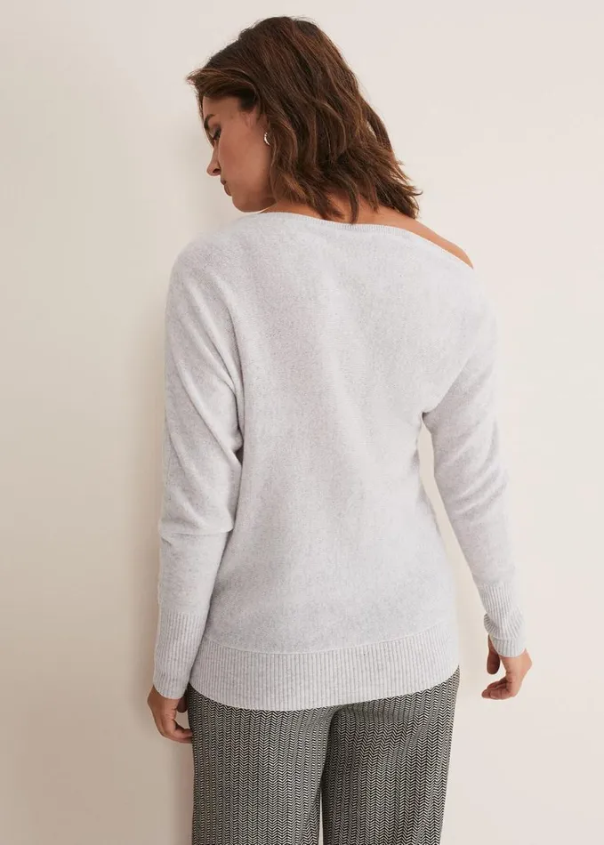 Phase Eight Sienna Wool Cashmere Asymmetric Jumper Mist Grey Women Knitwear