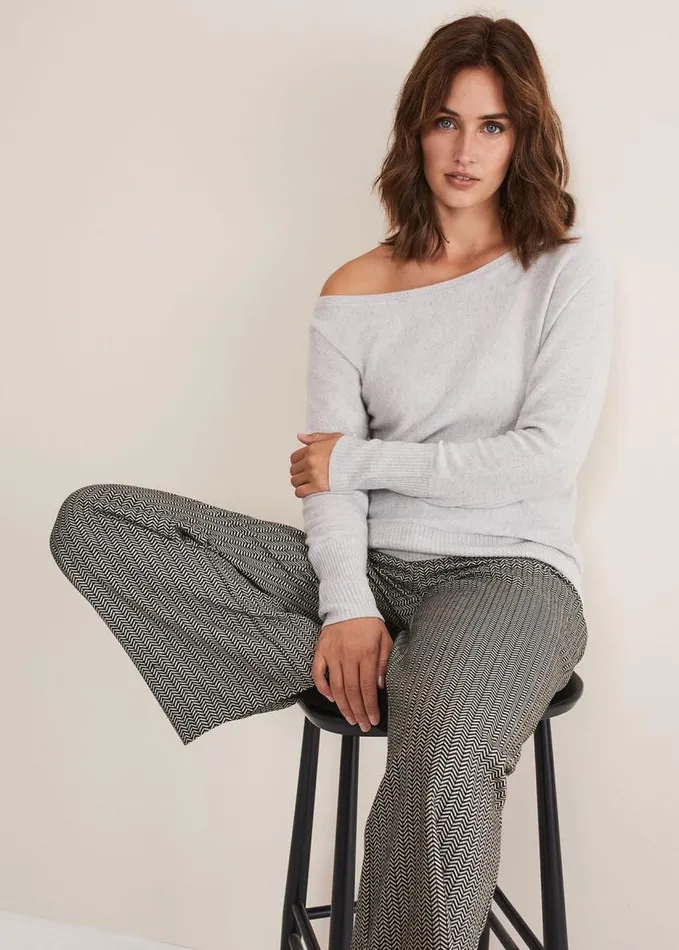 Phase Eight Sienna Wool Cashmere Asymmetric Jumper Mist Grey Women Knitwear