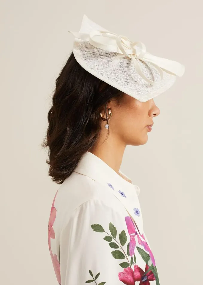 Phase Eight Silk Bow Twist Disc Fascinator Ivory Women Fascinators and Hats