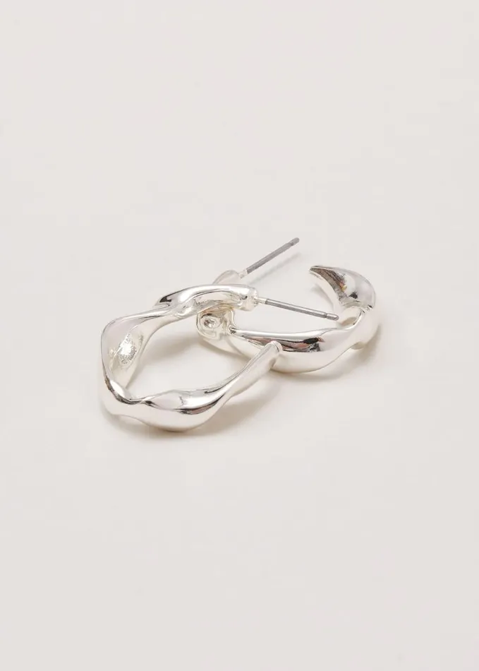 Phase Eight Silver Twist Hoop Earrings Silver Women Jewellery