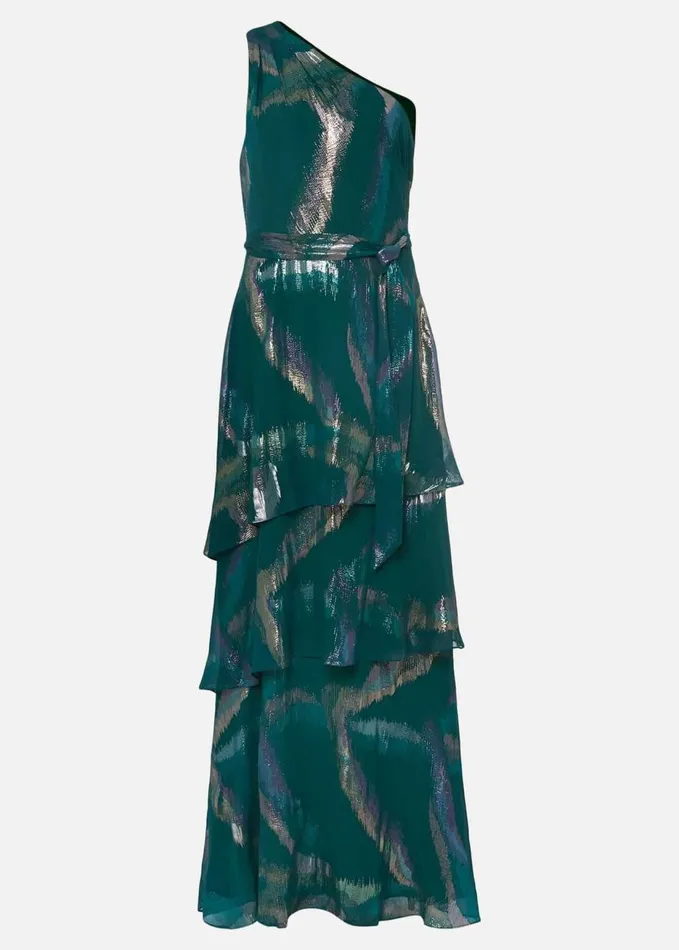 Phase Eight Sonia One Shoulder Silk Maxi Dress Dark Green Women Dresses