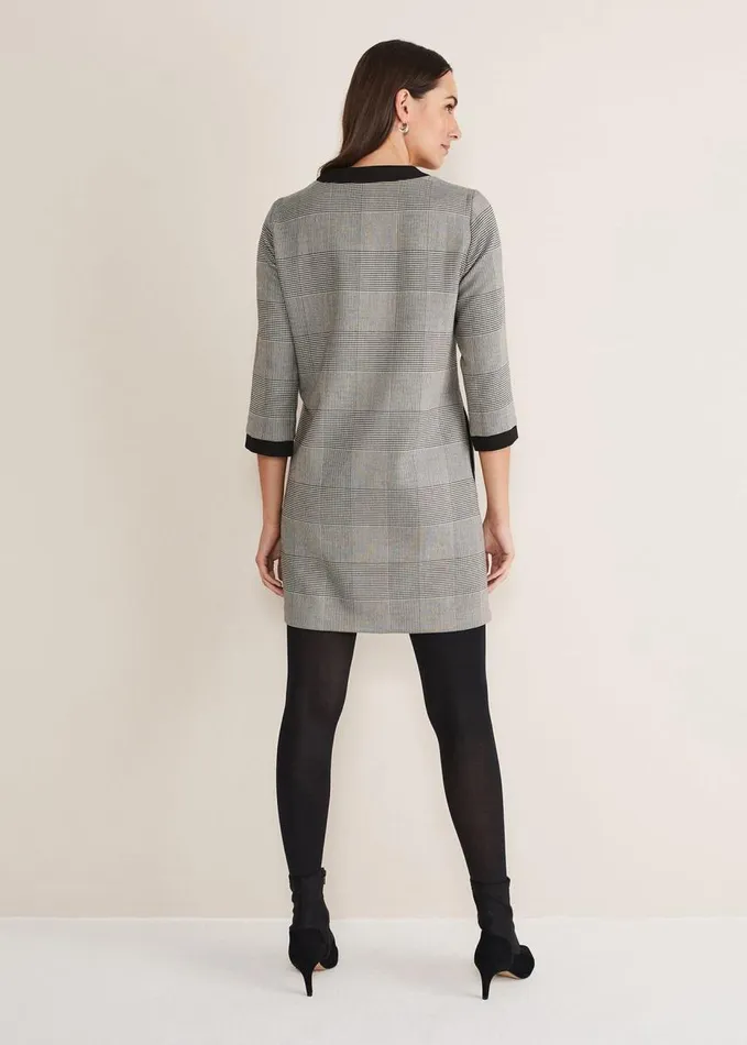 Phase Eight Soraya Check Midi Dress Blackwhite Women Dresses