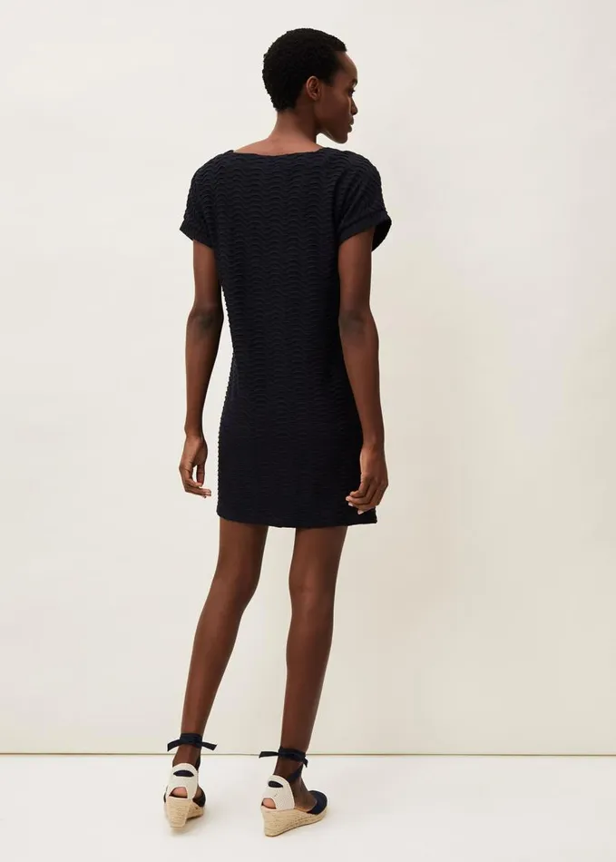 Phase Eight Starla Textured Tunic Dress Navy Women Dresses