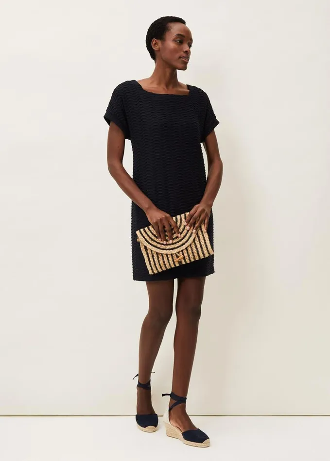 Phase Eight Starla Textured Tunic Dress Navy Women Dresses