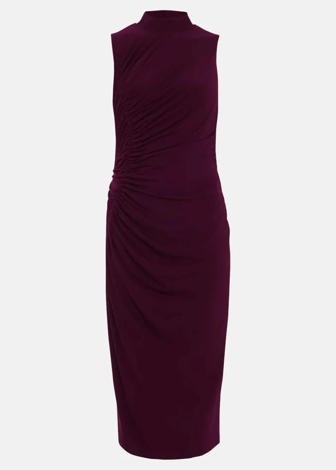 Phase Eight Stefania Burgundy Ruched Midi Dress Burgundy Women Dresses