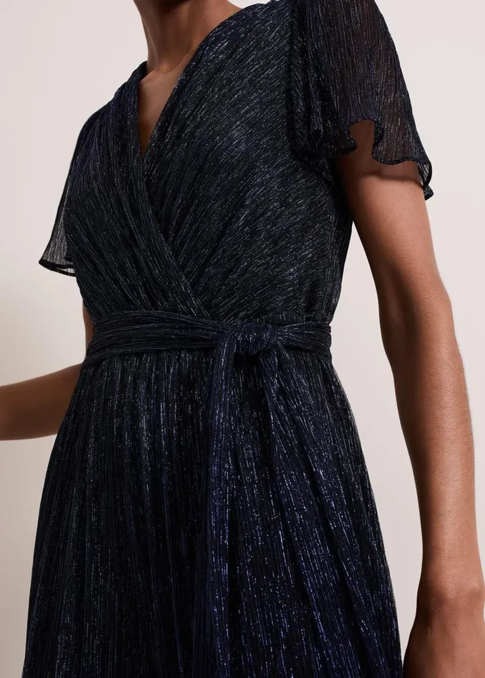 Phase Eight Stella Blue Plisse Jumpsuit Blue Women Dresses