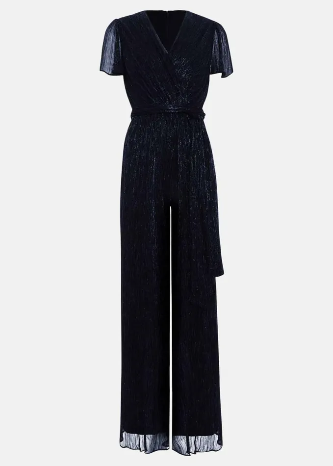 Phase Eight Stella Blue Plisse Jumpsuit Blue Women Dresses