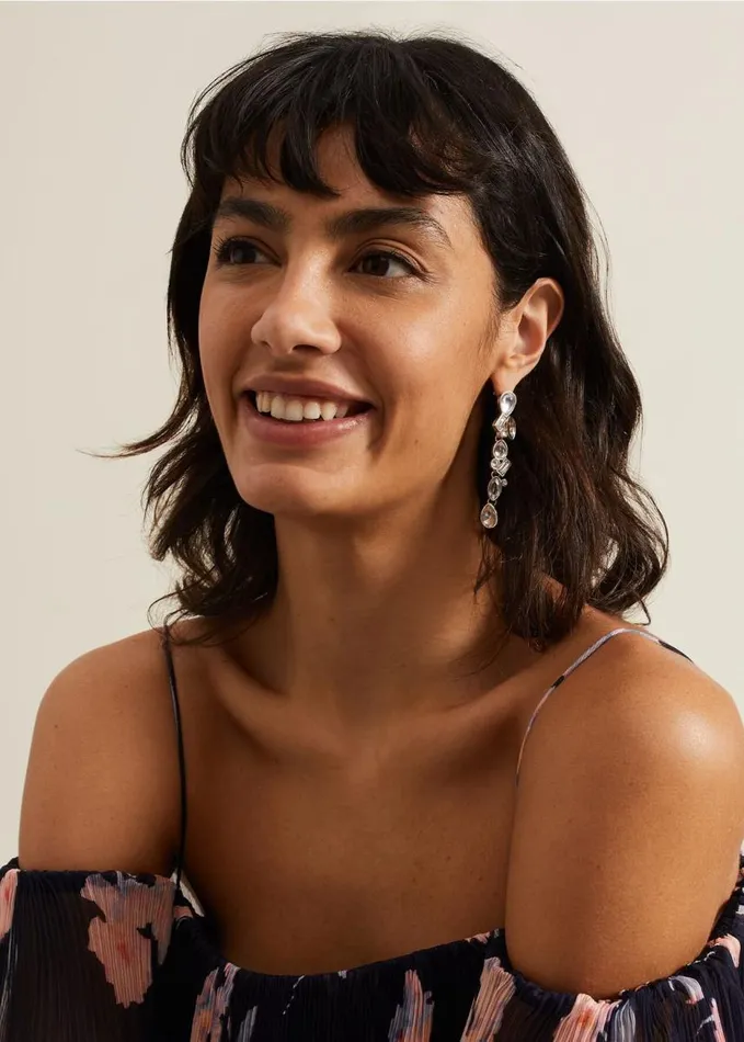Phase Eight Stone Drop Earrings Silver Women Jewellery