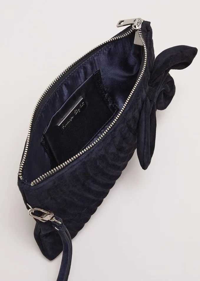 Phase Eight Suede Structured Bow Clutch Bag Navy Women Bags and Clutches