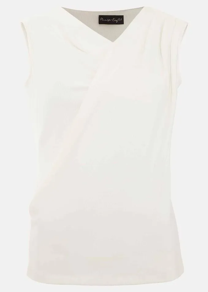 Phase Eight Sutton Sleeveless Drape Rib Top Ivory Women Tops and TShirts