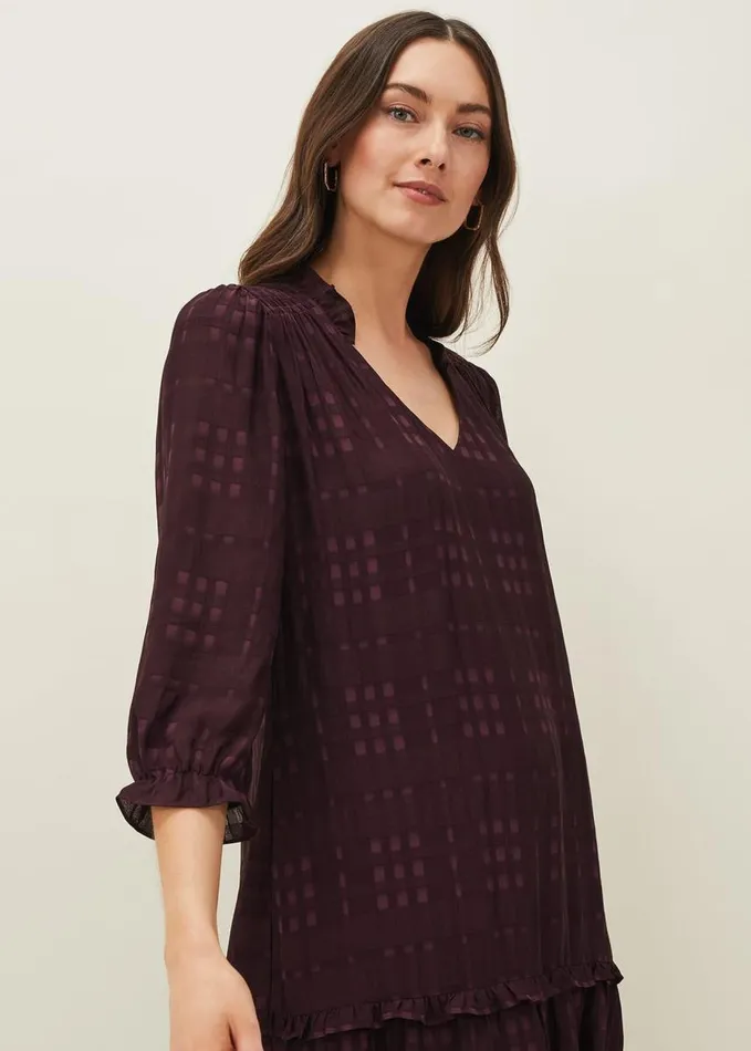 Phase Eight Tansy Ruffle Swing Dress Blackcurrant Women Dresses