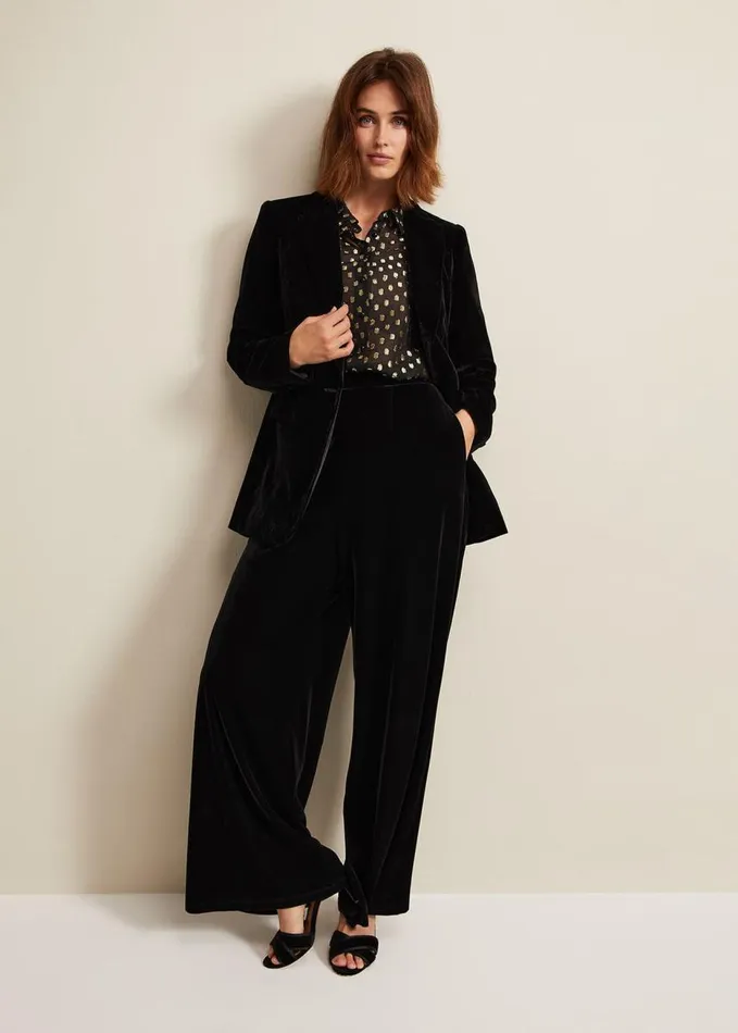 Phase Eight Tate Spot Jacquard Blouse Black Women Shirts and Blouses