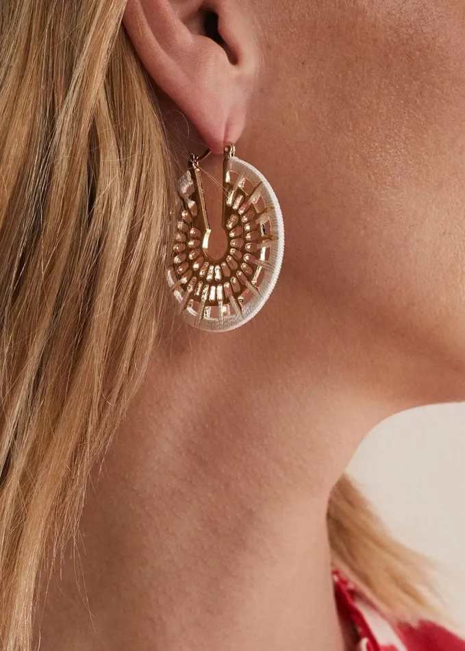 Phase Eight Threaded Gold Hoop Earrings Gold Women Jewellery