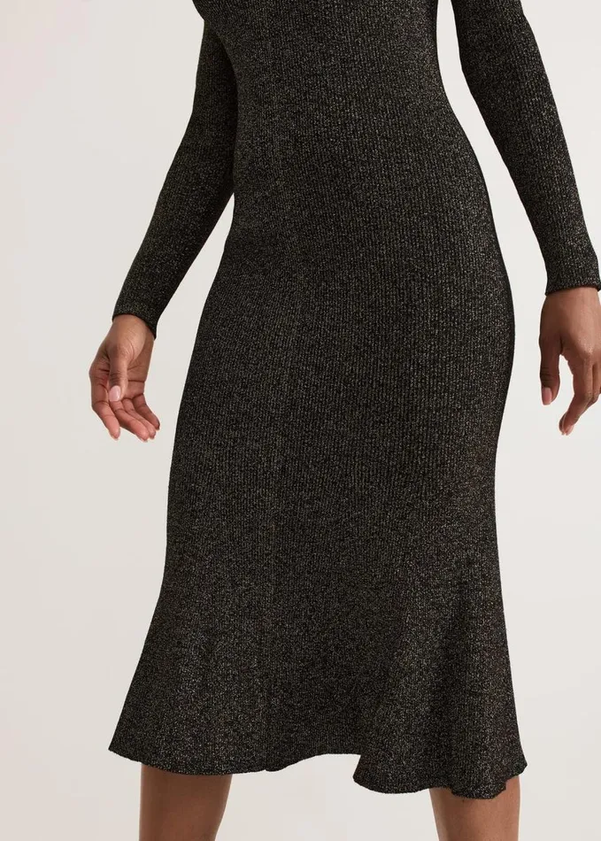 Phase Eight Tillie Lurex Flippy Hem Dress Gold Women Dresses