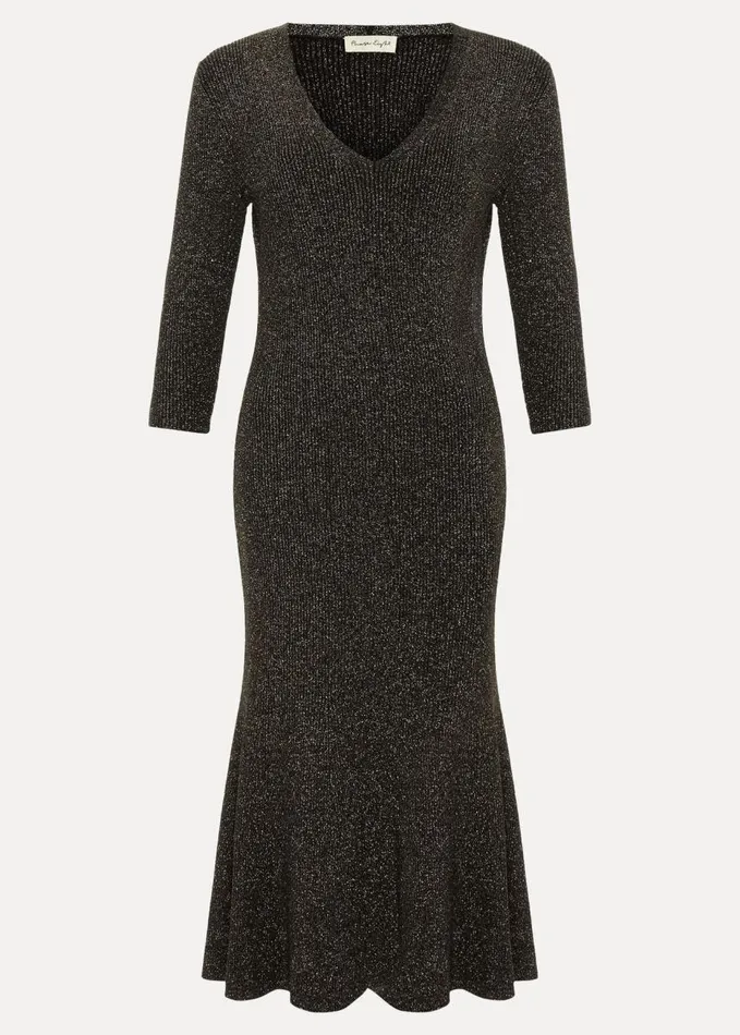 Phase Eight Tillie Lurex Flippy Hem Dress Gold Women Dresses