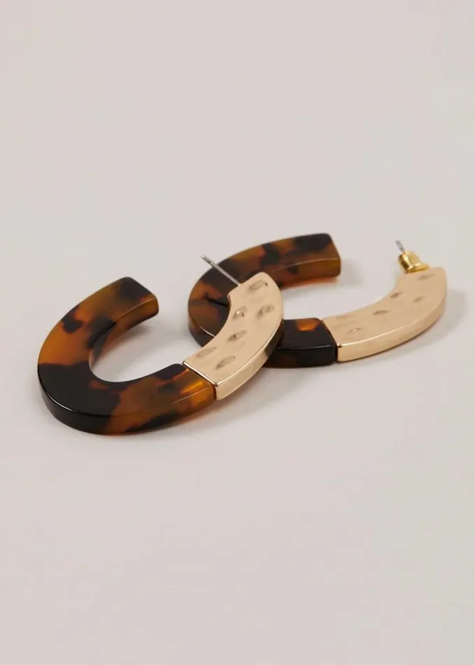 Phase Eight Tortoiseshell Hoop Earrings Brown Women Jewellery