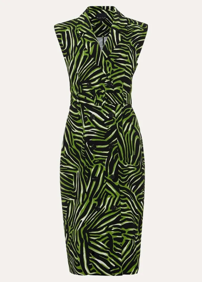 Phase Eight Trinny Zebra Print Trench Midi Dress Green Women Dresses