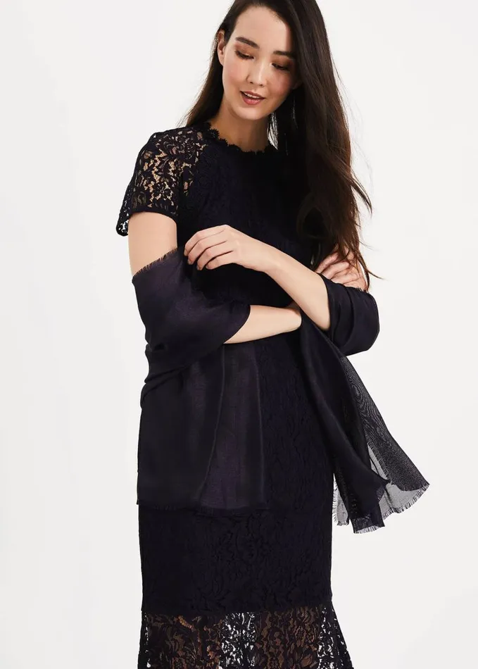 Phase Eight Verity Shawl Navy Women Scarves