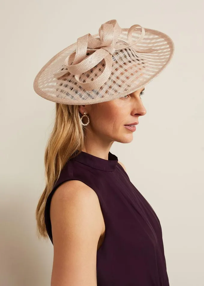 Phase Eight Windowpane Bow Disc Fascinator Neutral Women Fascinators and Hats