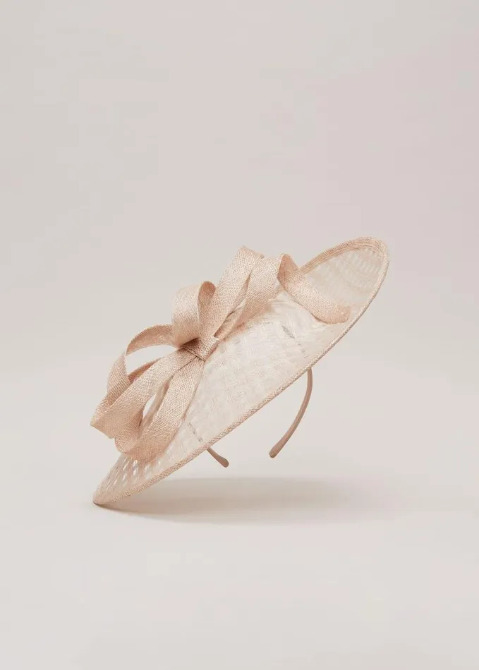 Phase Eight Windowpane Bow Disc Fascinator Neutral Women Fascinators and Hats