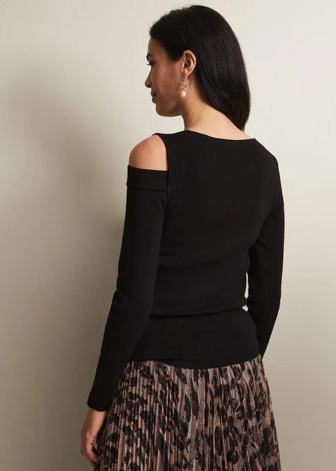 Phase Eight Wren Black Cut Out Knitted Top Black Women Knitwear