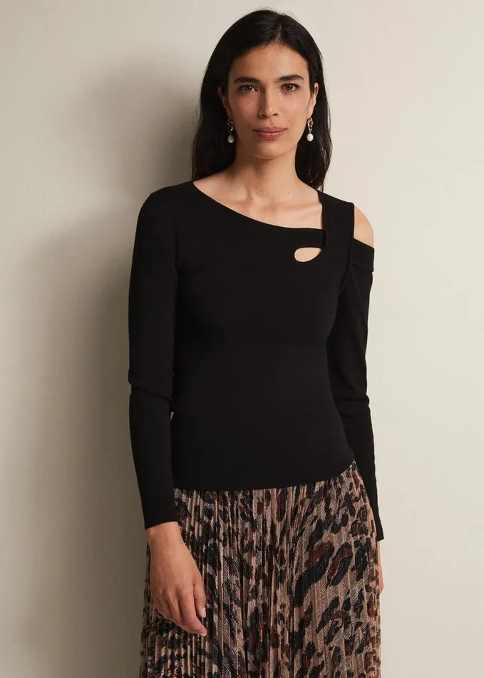 Phase Eight Wren Black Cut Out Knitted Top Black Women Knitwear