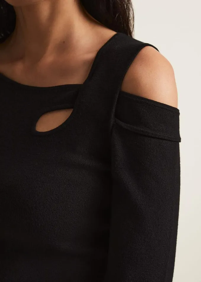Phase Eight Wren Black Cut Out Knitted Top Black Women Knitwear