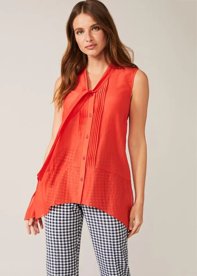 Phase Eight Ysanne Silk Blend Blouse Cucumber Rose Women Knitwear
