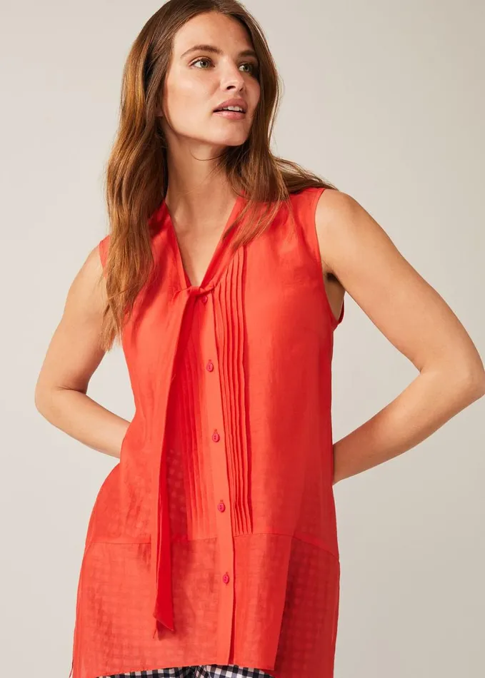 Phase Eight Ysanne Silk Blend Blouse Cucumber Rose Women Knitwear