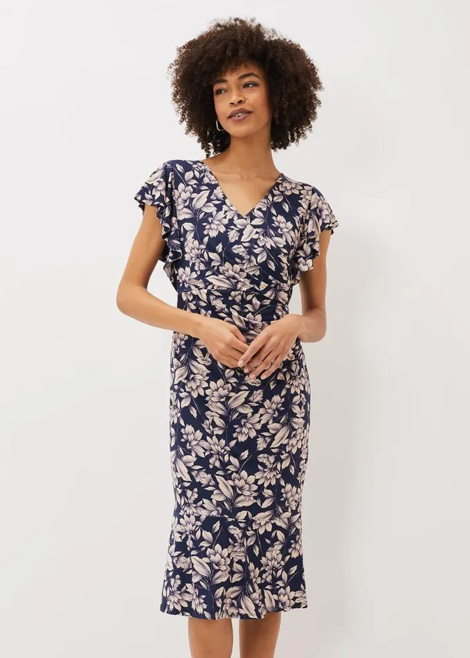 Phase Eight Zendaya Floral Jersey Dress Perussian Bluecameo Women Dresses