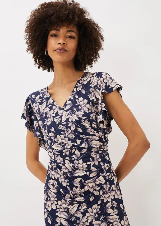Phase Eight Zendaya Floral Jersey Dress Perussian Bluecameo Women Dresses