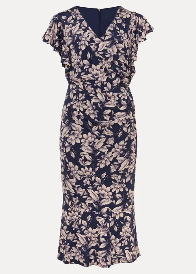Phase Eight Zendaya Floral Jersey Dress Perussian Bluecameo Women Dresses