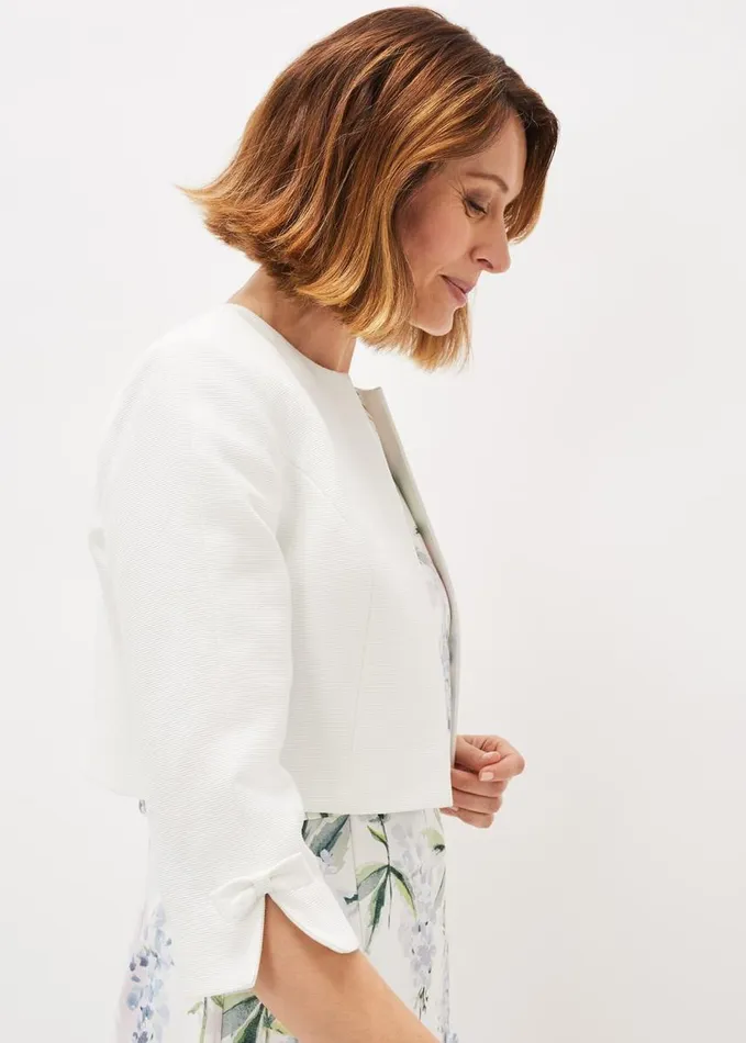 Phase Eight Zoelle Bow Detail Jacket Ivory Women Jackets