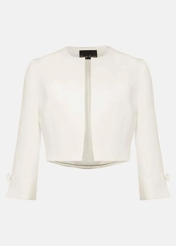 Phase Eight Zoelle Bow Detail Jacket Ivory Women Jackets