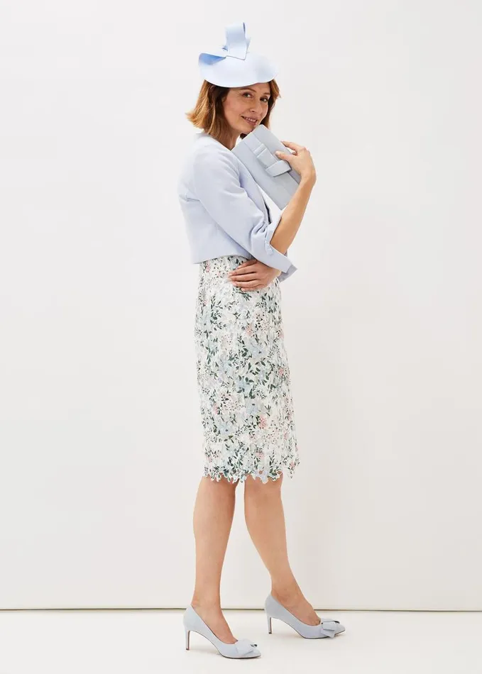 Phase Eight Zoelle Bow Detail Jacket Sky Blue Women Jackets