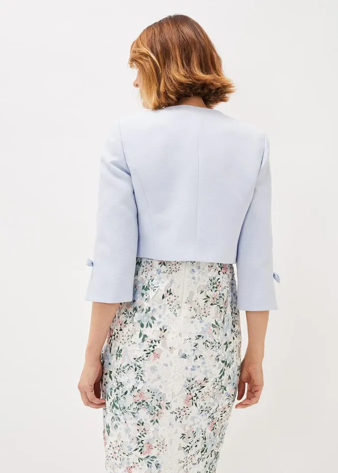 Phase Eight Zoelle Bow Detail Jacket Sky Blue Women Jackets