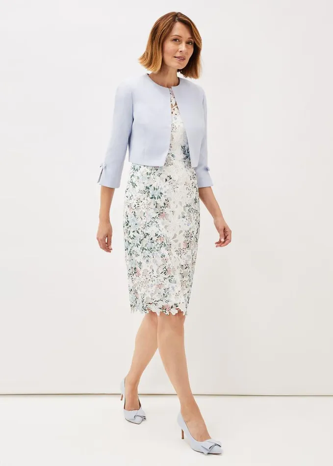 Phase Eight Zoelle Bow Detail Jacket Sky Blue Women Jackets
