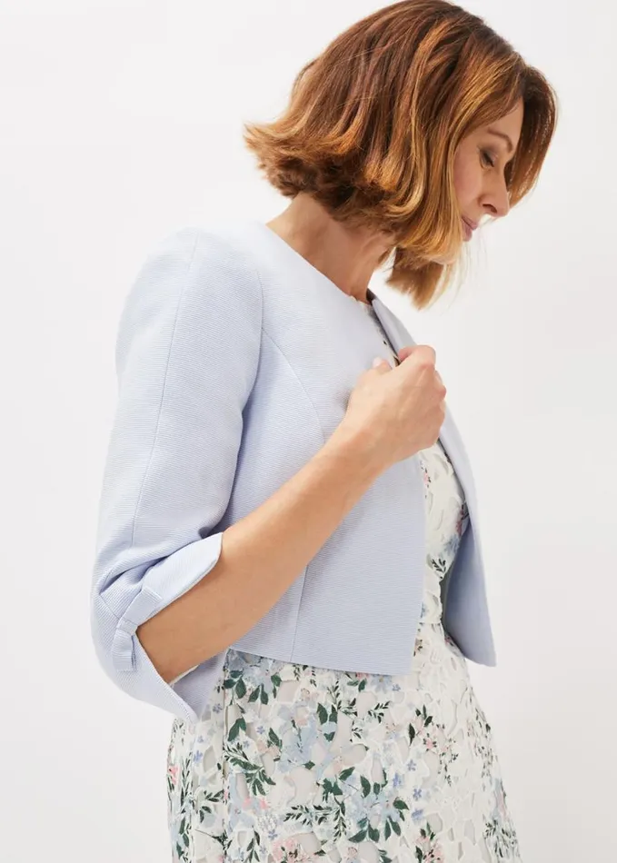 Phase Eight Zoelle Bow Detail Jacket Sky Blue Women Jackets