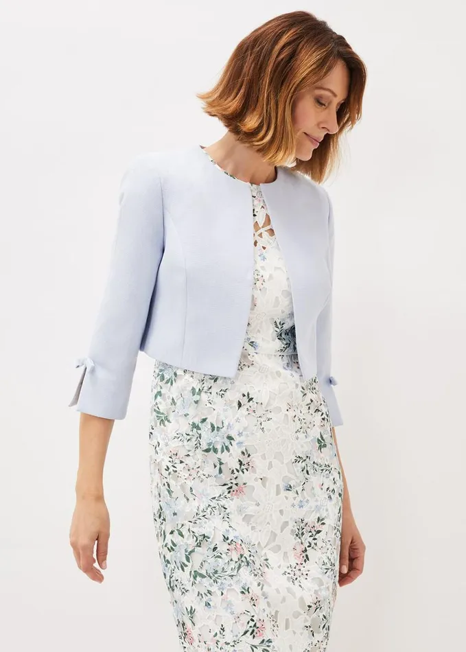 Phase Eight Zoelle Bow Detail Jacket Sky Blue Women Jackets