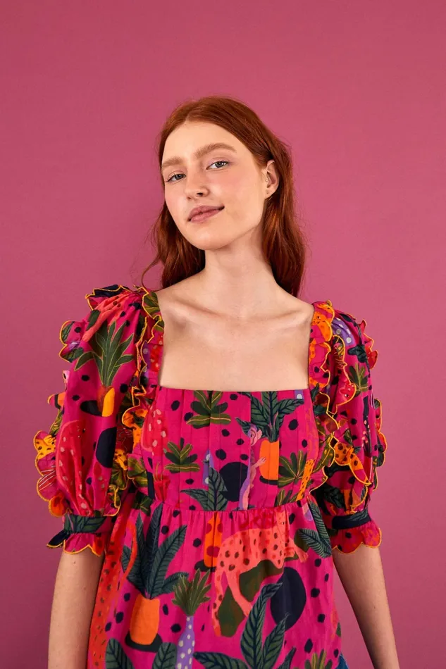 Pink Pop Leopards Blouse Women Farm Rio Blouses