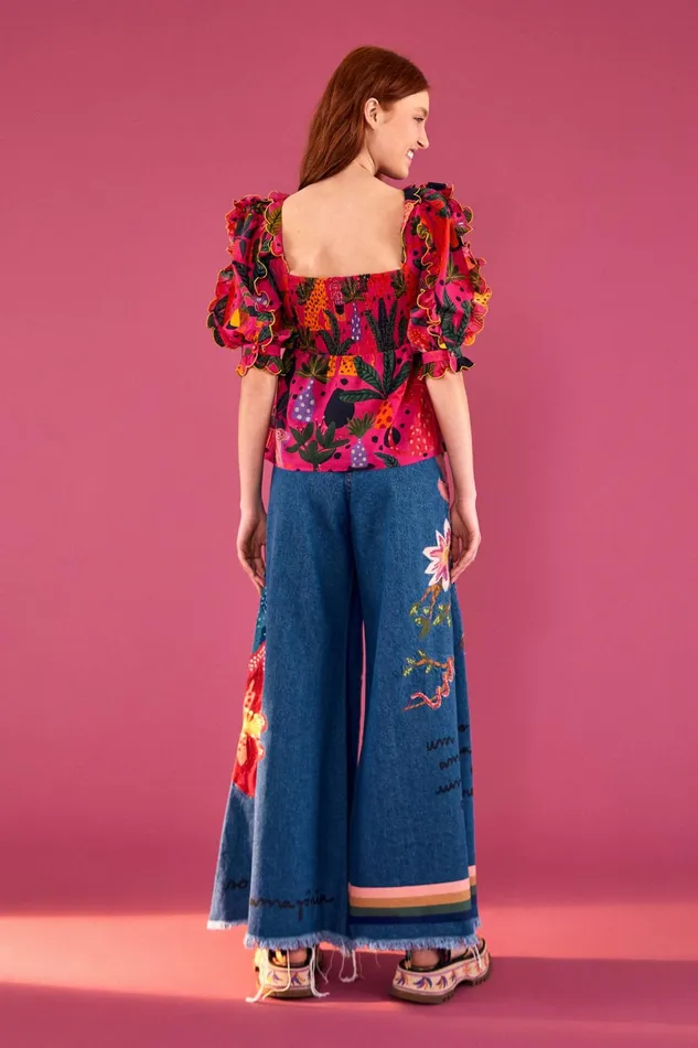 Pink Pop Leopards Blouse Women Farm Rio Blouses
