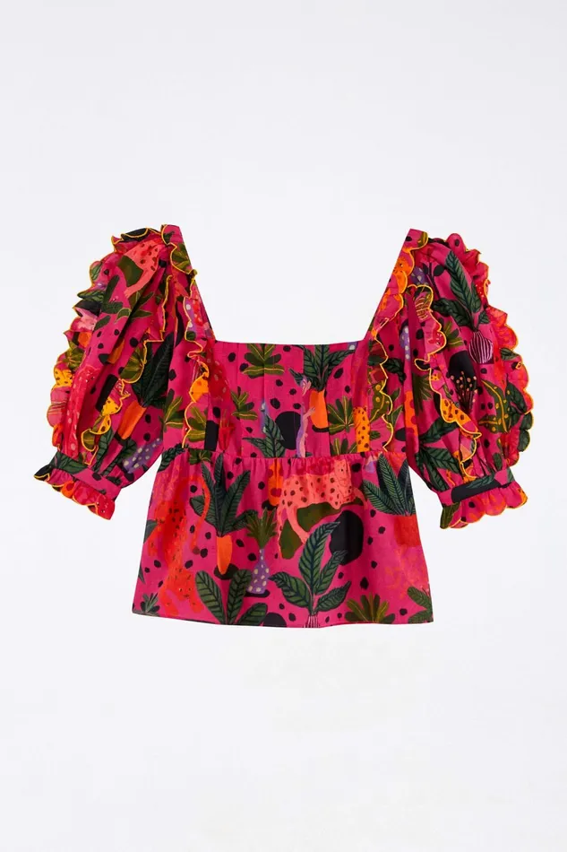 Pink Pop Leopards Blouse Women Farm Rio Blouses